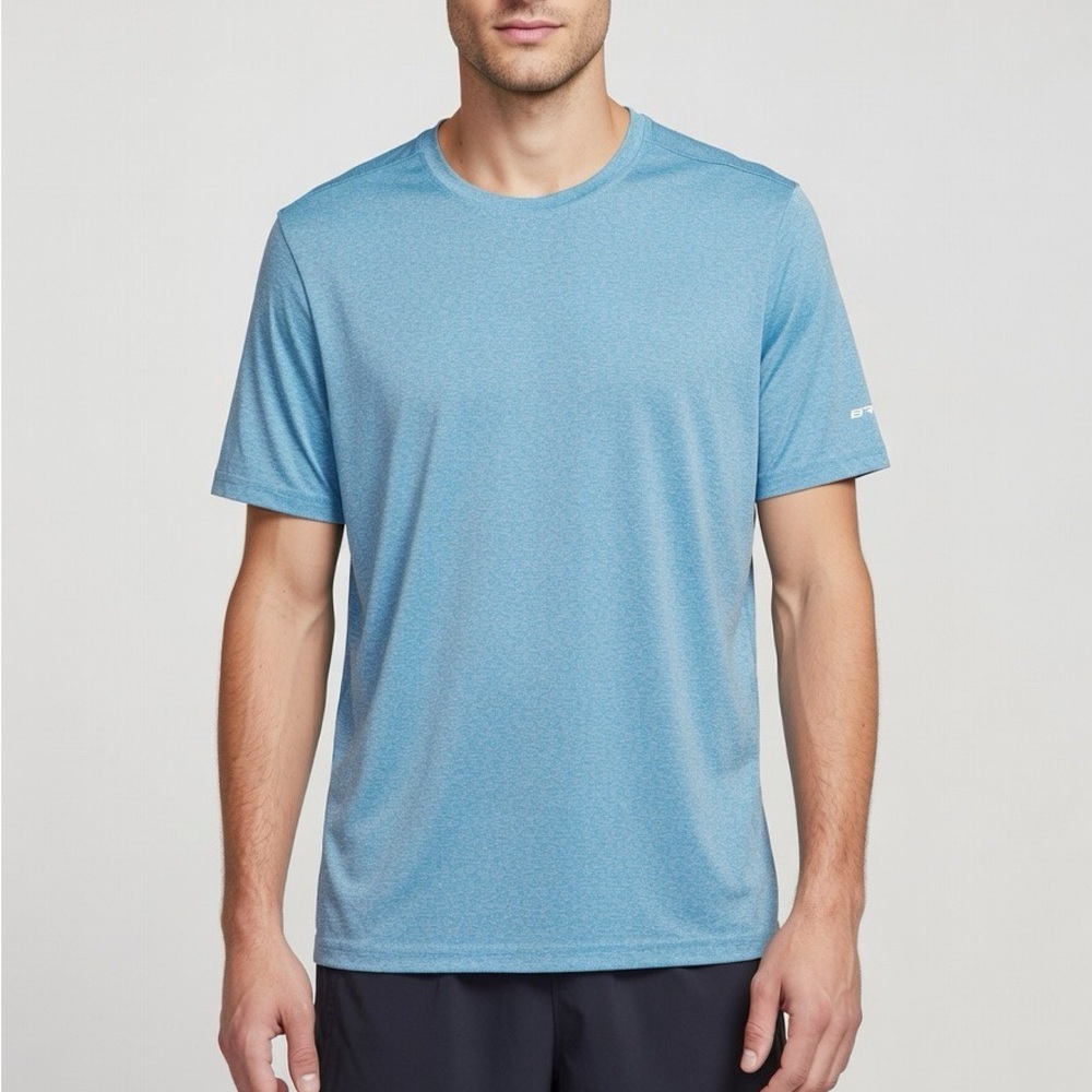 Brooks Performance T-Shirt Mens Size M Blue Heather Short Sleeve Crew Neck